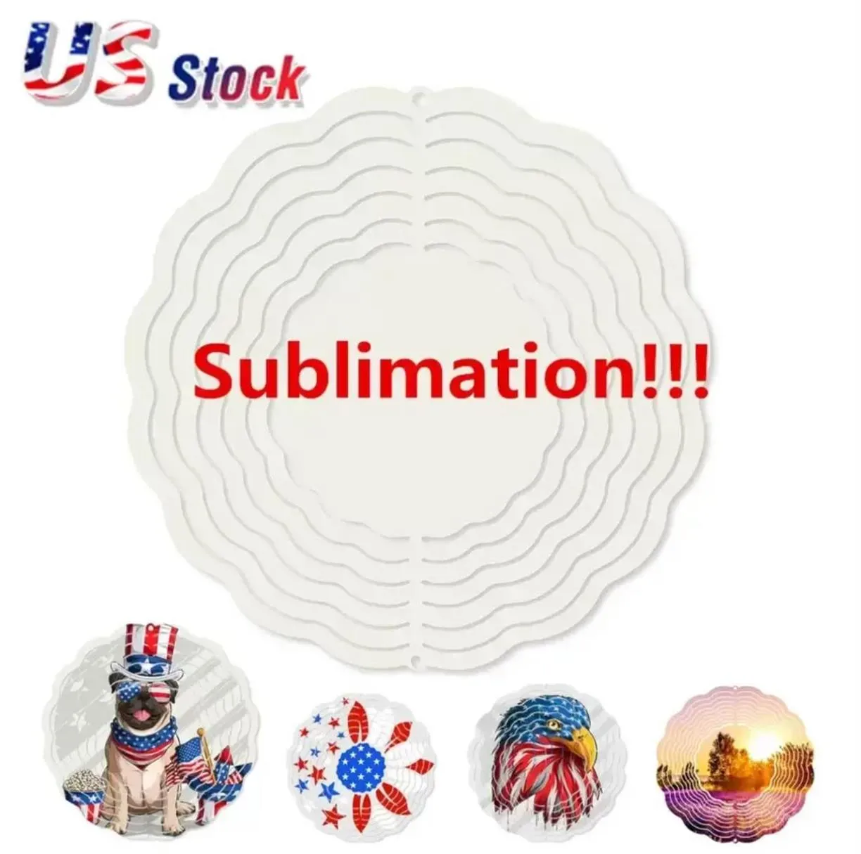 DHL 10 Zoll leere Sublimation Wind Spinner Sublimate Metall Malerei Metall Ornament Doppelseiten DIY Weihnachtsfeier Geschenke Halloween Dekoration Großhandel GG