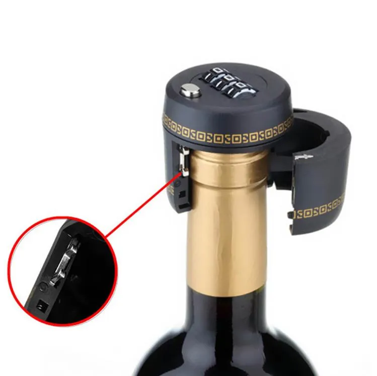 Plastic Bottle Password Lock Combination Lock Wine Stopper Vacuum Plug Device Preservation Proof Liquor Wine Stopper For Hardware SN4400