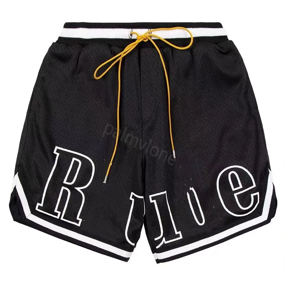 Big RHUDE23 Short Masculino Atlético Casual Mesh Curto Masculino Feminino de Alta Qualidade Clássico Moda Praia Luxo Estilista Casual Rua Hip Hop Casais M-3XL