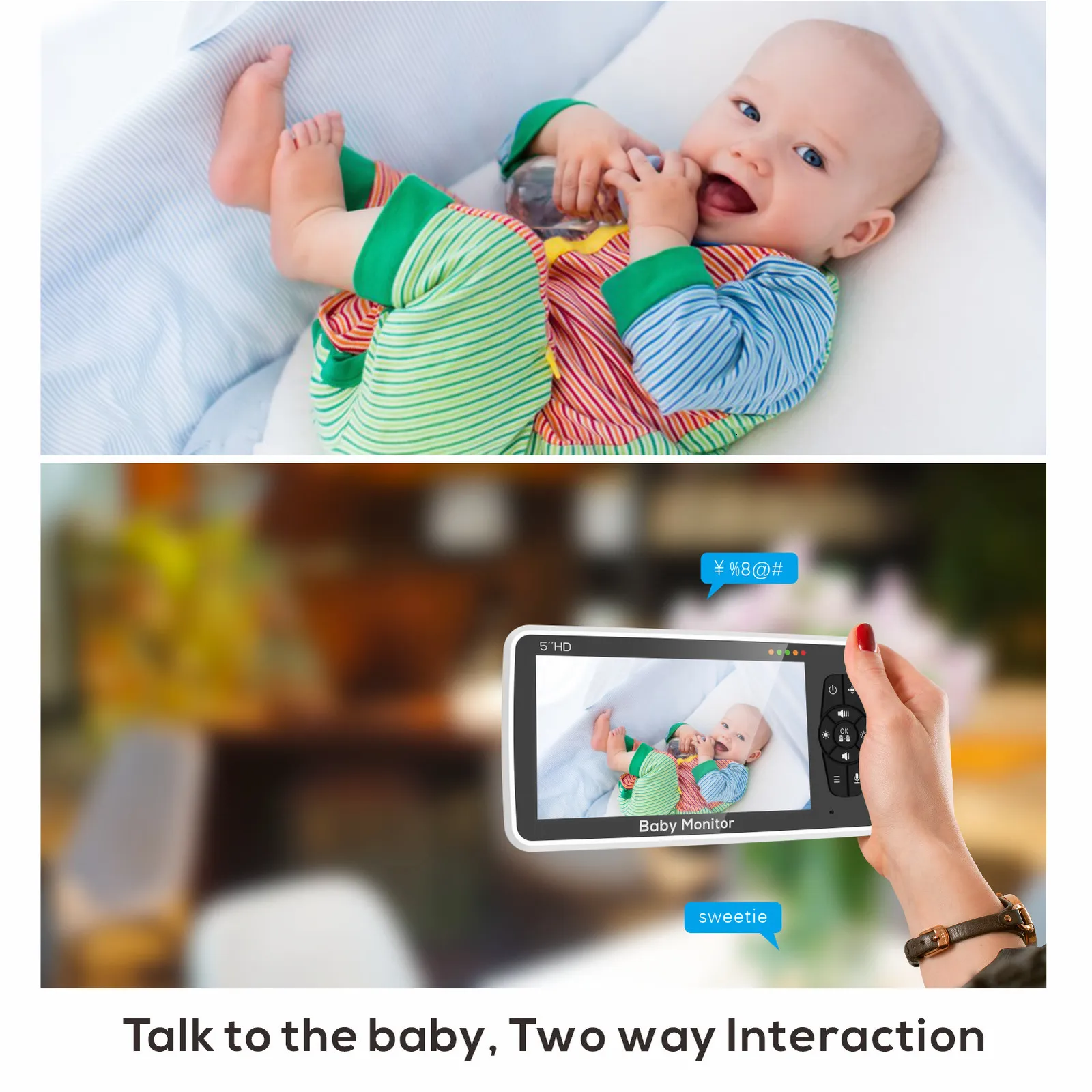  bonoch Soporte para monitor de bebé + 7 pulgadas 720P HD Video  Baby Monitor con cámara y audio sin WiFi, visión nocturna, batería de 22  horas, alcance de 1000 pies, zoom