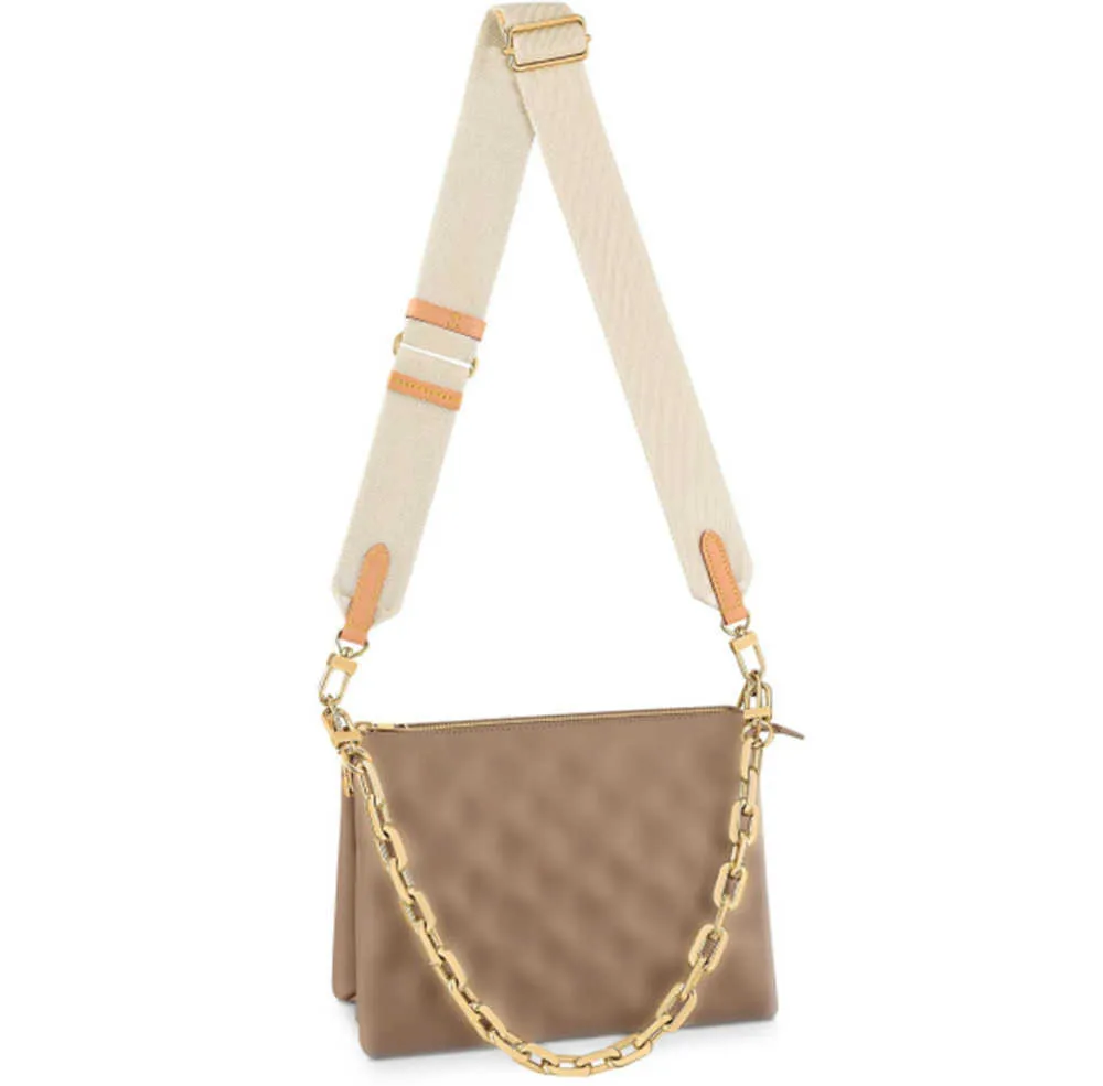 M57790 Coussin äkta läder crossbody väskor lyxiga kvinnors herrdesigner purses tote messenger plånböcker fyrkantiga handväskor präglade två handväska i utländsk stil