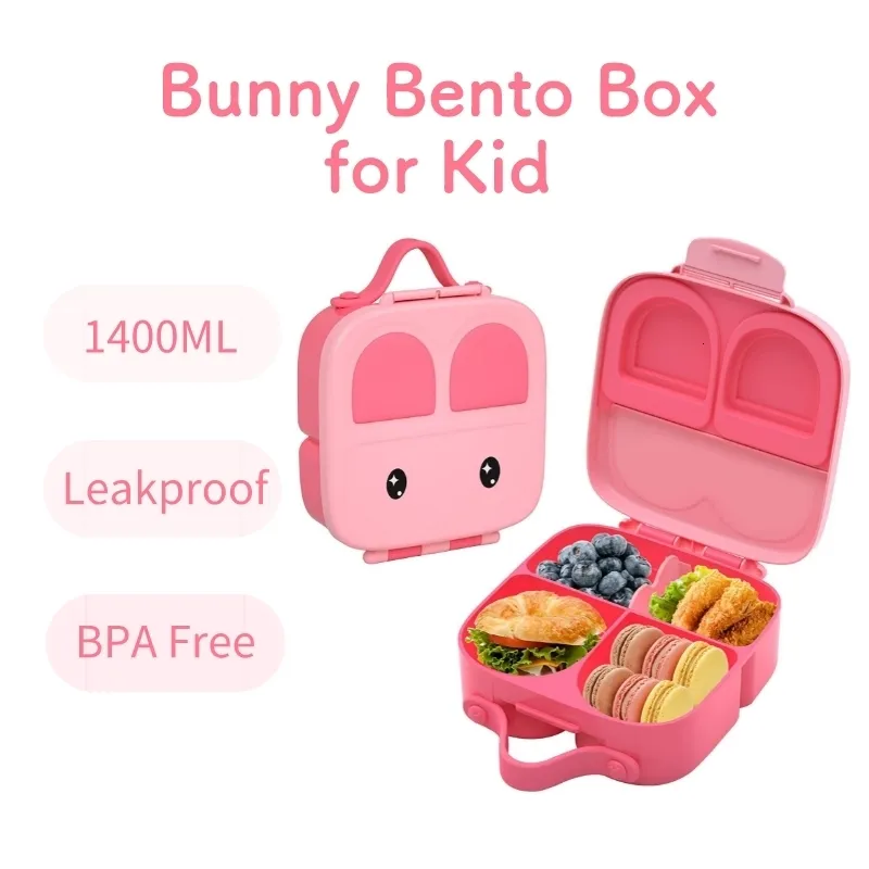 Bento Boxes Bunny Bento Box for Kids Kinderen Student voor School met Verwijderbare Divider Fiambrera Infantil BPA Gratis Lekvrije Peuters 230621