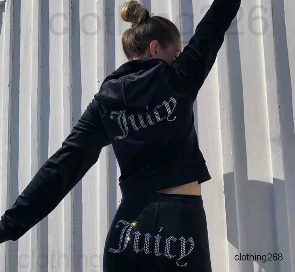 Juicy Apple trainingspak dames Veet naaipakken outfit tweedelige joggingset velours sweatshirt hoodie broek pak dames geavanceerd ontwerp 688ss