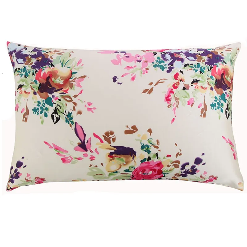 Etui poduszki 100% Nature Mulberry Floral Silk Silk Pillow Pillow Case dla zdrowego standardowego Króla Króla 230621