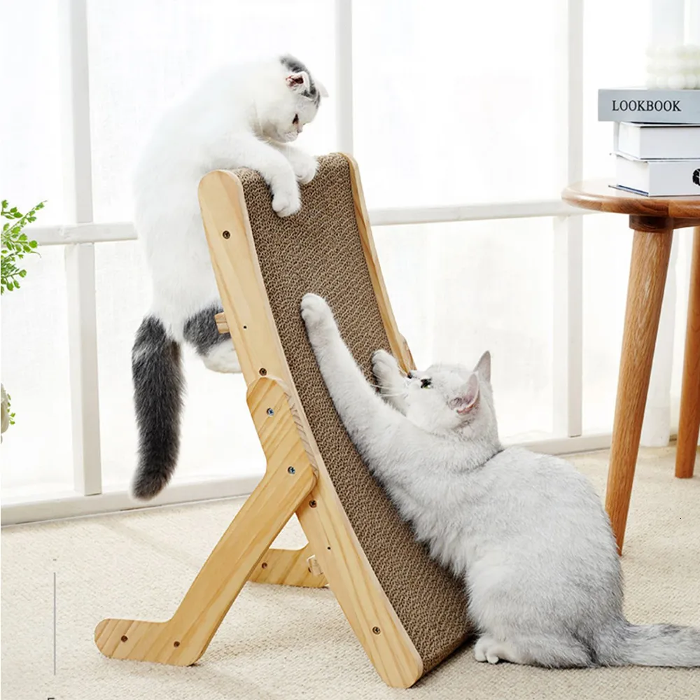 Cat Furniture Scratchers Cat Scratcher Board Wooden Frame Cat Scratching Bed Anti-Scratch Toys Claw Couch Scraper For Cats 230621