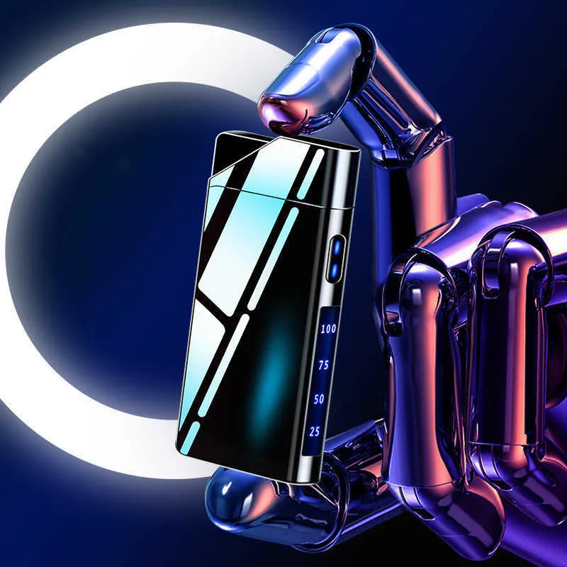 Rouclo Lichtboog-aansteker, USB-oplaadbaar, Elektrische Aansteker Staafaansteker Winddicht Vlamloze Kaarsenaansteker Elektronische Aansteker Voor Het Aansteken Van Kaarsen Gasfornuis Blauw