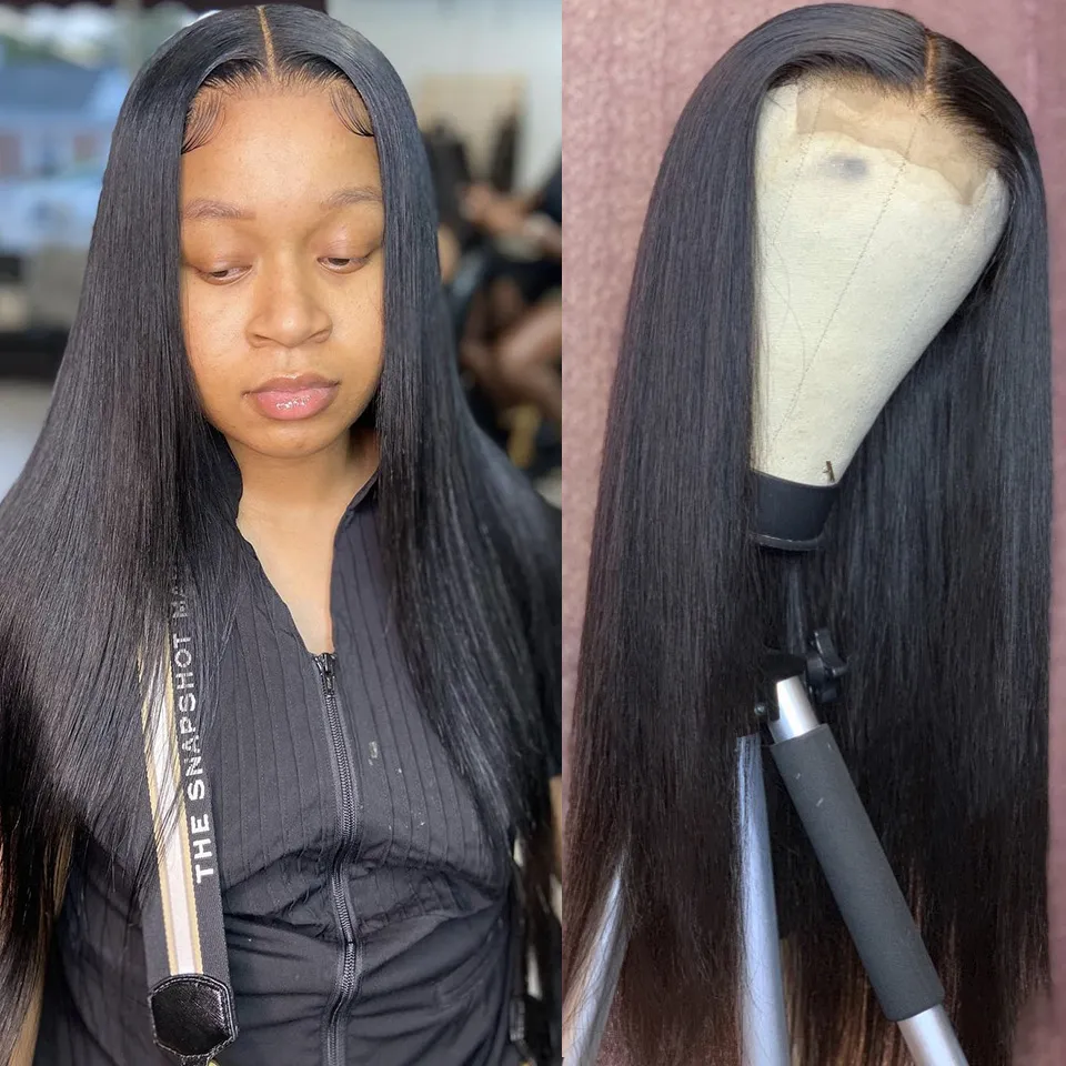 Bone Straight 13x4 Lace Front Human Hair Wigs Pre Plucked Frontal Wigs Brazilian Remy Hair Straight 4X4 Lace Closure Wigs