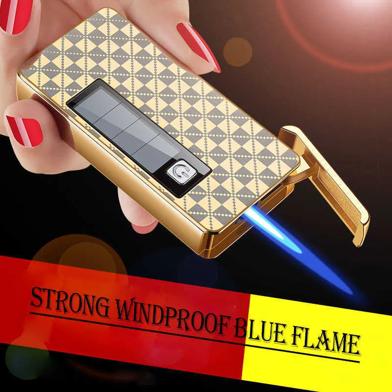 Nieuwe Creatieve Transparante Spiegel Opblaasbare Solar Oplaadbare Metalen Sigarettenaansteker Jet Flame Sigaar Geen Gas Mannen Gift 21BM