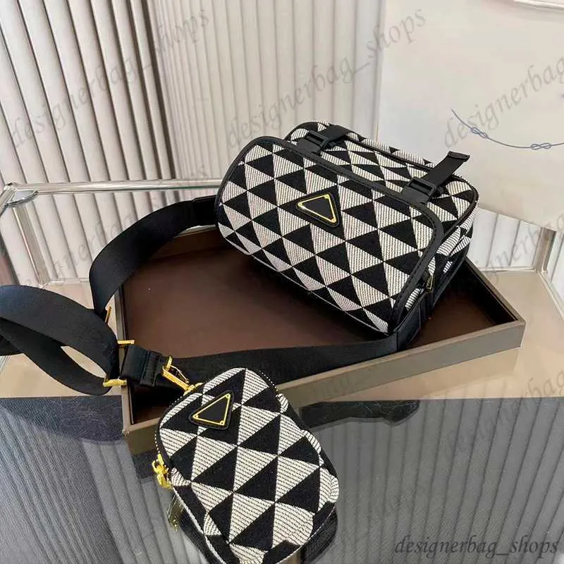 designer bag Famous bag ladies camera bag two sets of white triangle pattern stitching fashion crossbody bag triangle metal logo decoration women