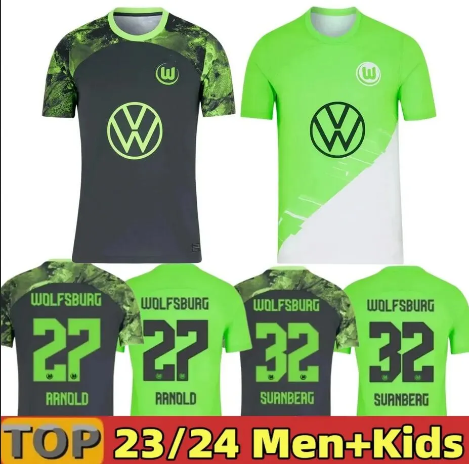 personalizado 23-24 Wolfsburg casa camisetas de fútbol de calidad tailandesa ropa de fútbol yakuda personalizada # 11 STEFFEN # 9 KRUSE # 10 L.NMECHA # 23 WIND # 20 Baku # 27 ARNOLD Design