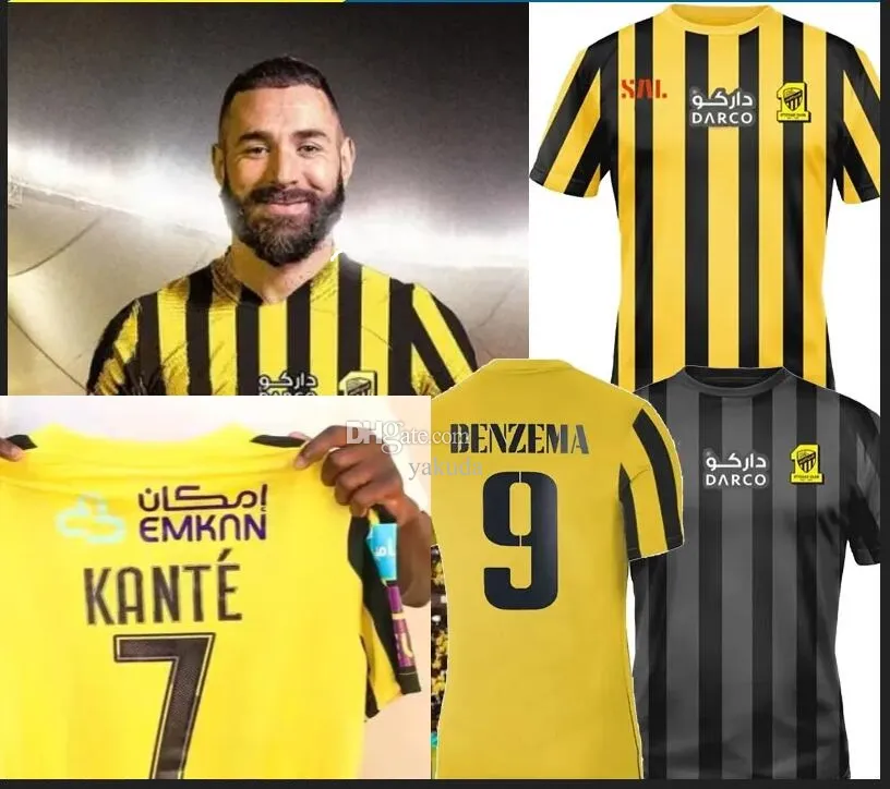 Camisolas de futebol Al Ittihad personalizadas 23-24 BENZEMA 9 Kante 7 Hamdallah Romarinho Camara Camisolas Home Away Camisas de treino Costa Coronado Hegazy Camisas de futebol