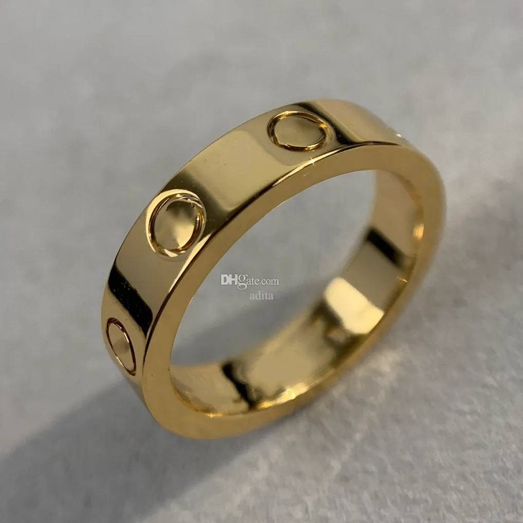 LOVE ring 3.6MM Thin wedding ring couple Gold plated 18K designer for woman for man quality official reproductions fashion luxury gift for exquisite gift with box 009