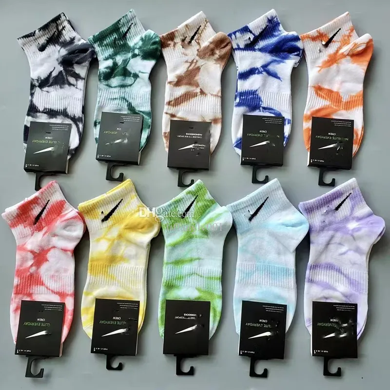 Tecnologia de lã tie-dye meias masculinas designer colorido moda meia feminina respirável algodão futebol basquete esportes meias para homem