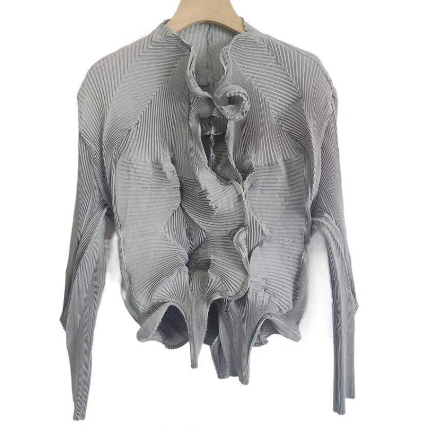 2023 new ISSEY flower bud twisted pleated irregular design feeling niche shirt cardigan female