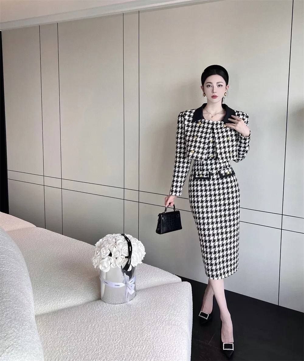 ladies tweed dress and jacket Women's Tweed Outfit Guide: Jackets, Skirts & Sets