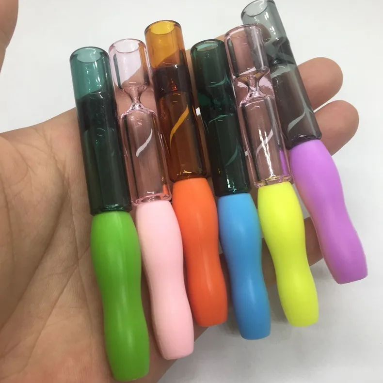 Kleurrijke siliconen glazen pijpen Draagbaar Innovatief Verwijderbaar Eenvoudig schoon te maken Filter Mondstuk Tips Droge Kruid Tabak Roken Sigarettenhouder