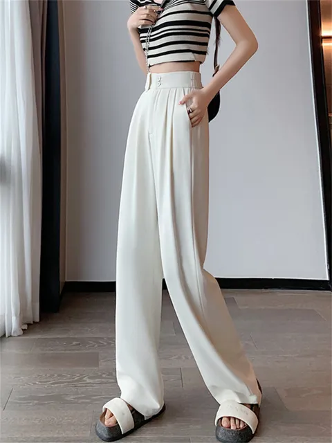 Yitimuceng Womens White High Waisted Suit Pants 2023 New Korean
