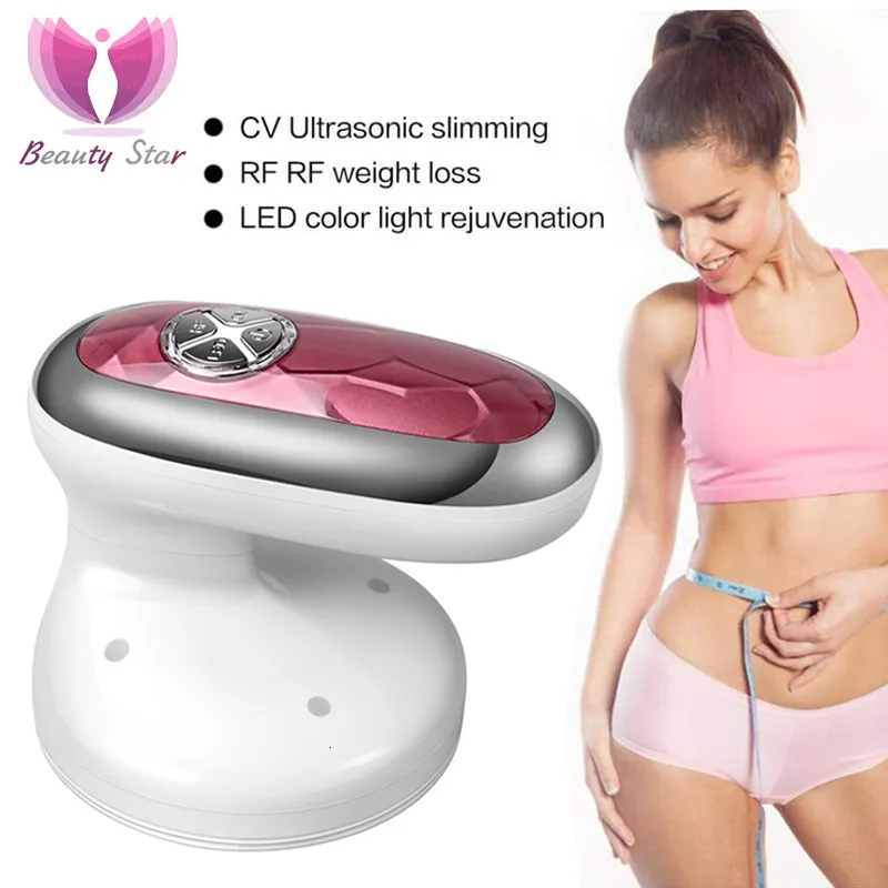 Bärbar smal utrustning skönhetsstjärna RF Cavitation Ultrasonic body Slimming Massager Viktminskning LED RF Radiofrekvens Skinlyft Dra åt skönhetsenhet 230621