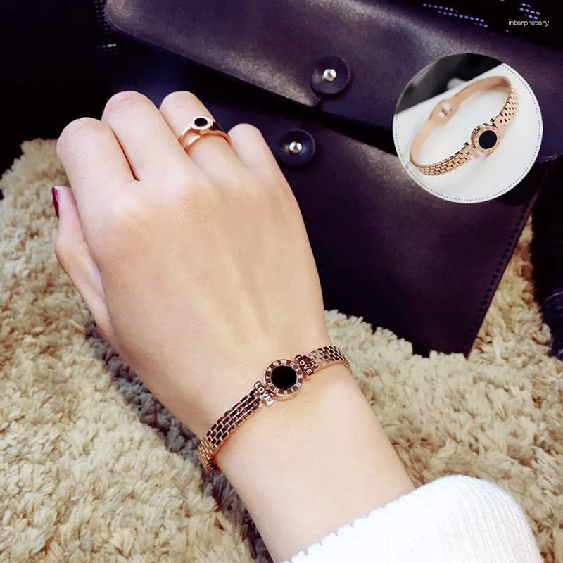 Bangle Vintage Love Charm из нержавеющей стали Bangles Bangles Римские цифры дизайн круглые черные браслеты для женщин Melv22