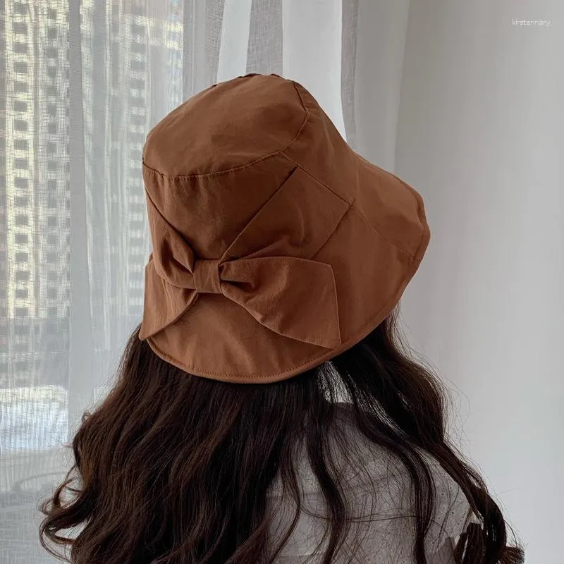 Berretti Grande Tesa Larga Floppy Summer Beach Sun Hat Cap Bowknot Bucket Hats Women Autumn Ummer Tourist Panama Fishing