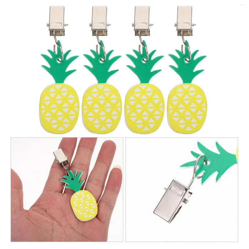 Bordduk Hawaii Wights Drabellduk Rostfritt stål Clip Party Picnic Trabell, bedårande hängande Portable Pendants Ananasdekor