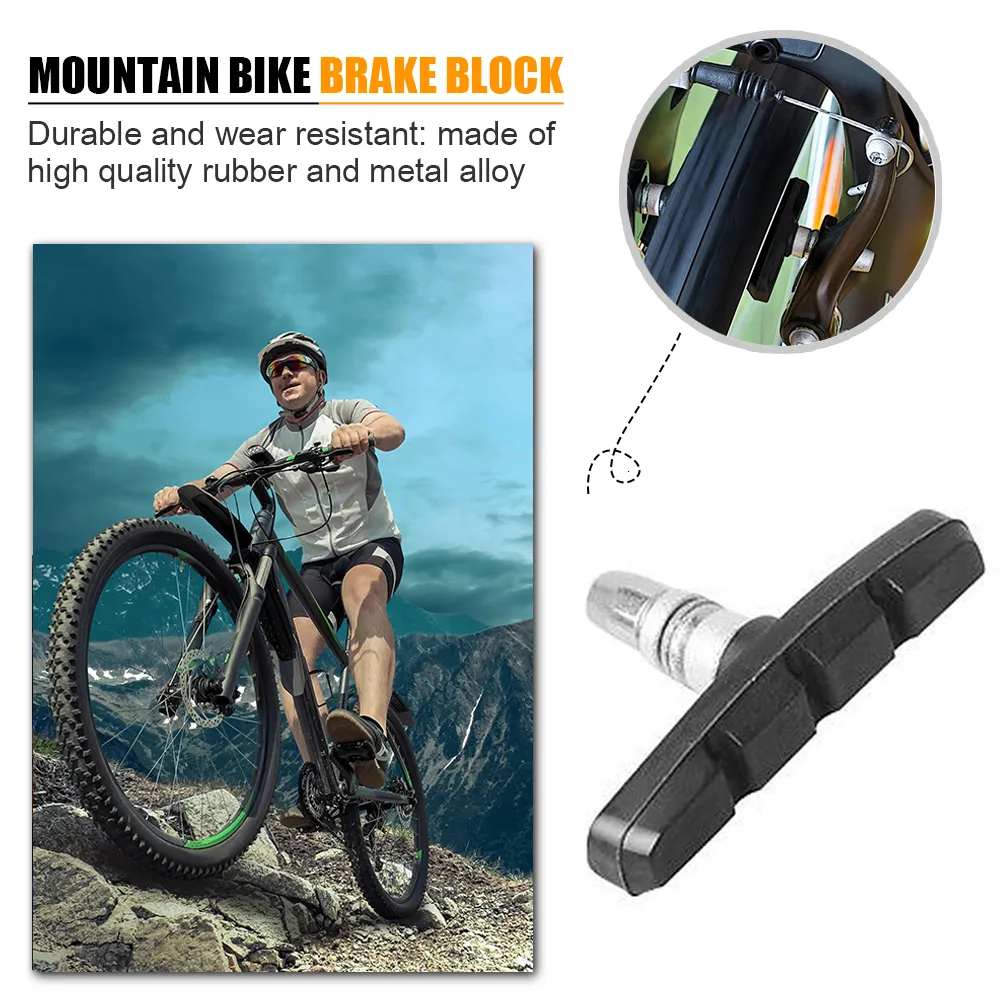 Bike Brakes Set, Mountain Bike V Brake Set For Most Bikes V Brake Calipers, V-Brake Replacement Set For MTB, Road Bike,BMX,E Bike(2PCS Bicycle Brake Pad And 1PCS Bike V Brake Set1