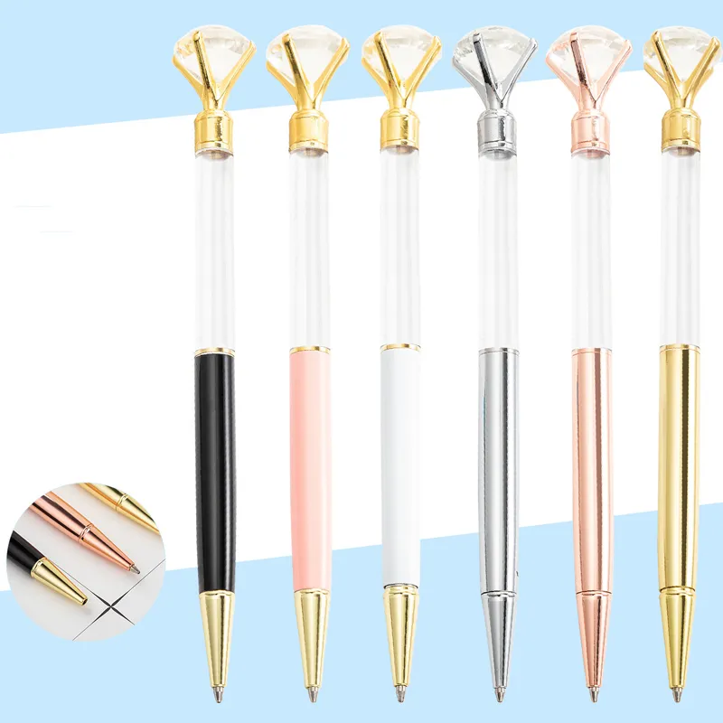 Big Diamond Empty Barrel Pen Creative DIY Handcraft Refillable Ballpoint Pens With Diamonds School Office Writing Business Pen TH0245