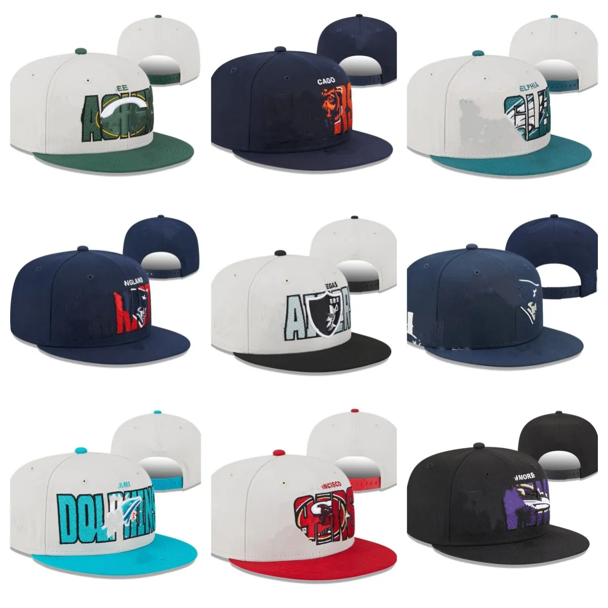 Grossist alla laglogo snapbacks hattar designers hatt baseball broderi platt bomull fotboll basket justerbar mössa mesh beanies monterade hatt utomhus sport mössa