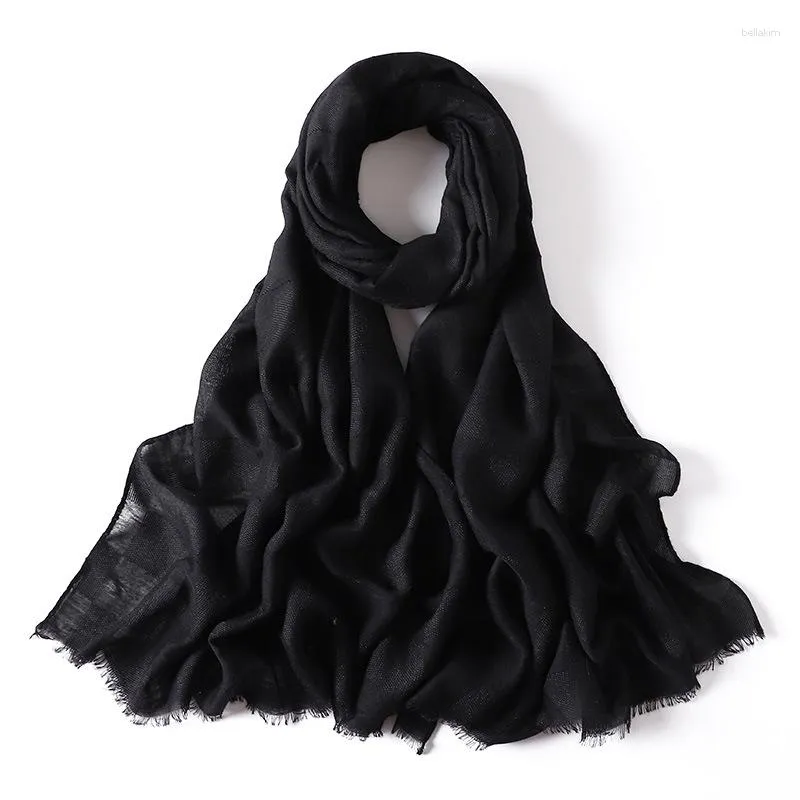 Scarves 2023 Wholesale Price 70 180cm Women Muslim Crinkle Hijab Scarf Soft Cotton Headscarf Islamic Head Wraps Femme Musulman