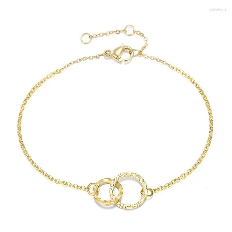 Pulseiras de elo 2023 simples 316L pulseira de círculos de aço inoxidável para escritório feminino moda fina joias de amizade