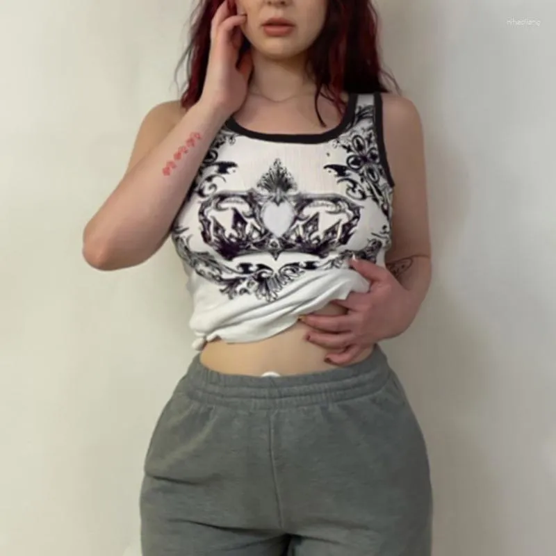 Gothic Y2K Printed Printed Tank Tops Womens Top With Fairy Gothic Y2K Printed Printed Tank Tops Womens Top With Fairy