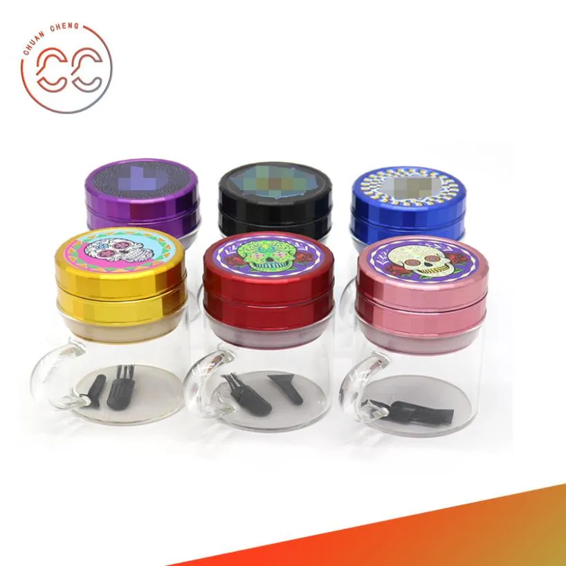Smoking Pipes 55mm diameter three-layer glass cup smoke grinder, capable of grinding and storing, multifunctional, two in one