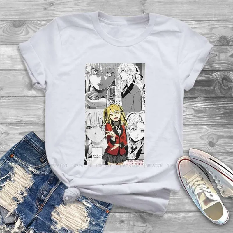 女性のTシャツメアリーソートームマンガ女性ケケグルイヘンタイコスプリー特大のビンテージ女性服ハラジュクカジュアルフェミニンブルザ