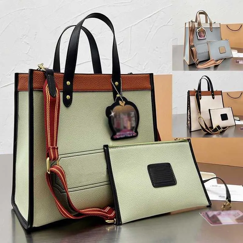 Calf Leather Patchwork Tote Bag Coffee Color Elegant Everyday Handbag For Women With Zipper Interior Pockets main image 0