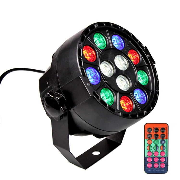 RF Remote Control Disco Party Light DMX 512 Stage Light dźwięk Aktywowany światło RGBW LED 12 PAR LIGHT na DJ KTV wakacyjne urodziny