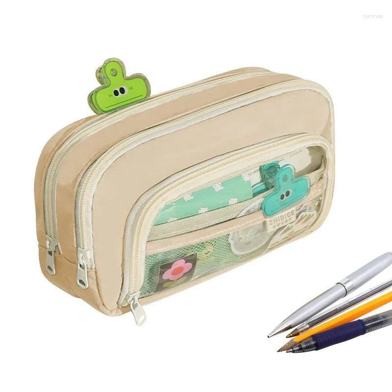 Mesh-Federmäppchen, multifunktionale ästhetische Tasche, transparente Stifttasche mit Reißverschluss für Kosmetik, Mobiltelefone, Schmuck, Brillen
