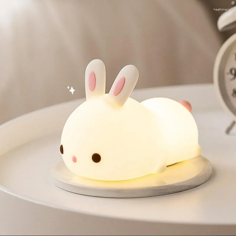 Veilleuses Silicone souple mignon animaux lampes USB batterie Rechargeable beau jouet pour enfant chambre Table décoration de bureau