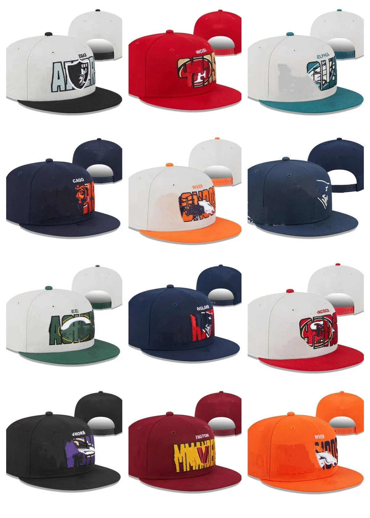 Günstige Snapbacks Hüte Designer Hut All Team Logo Baseball Stickerei Flacher Fußball Basketball Verstellbare Kappe Mesh Beanies Fitted Hat Outdoor Sport Kappe Großhandel