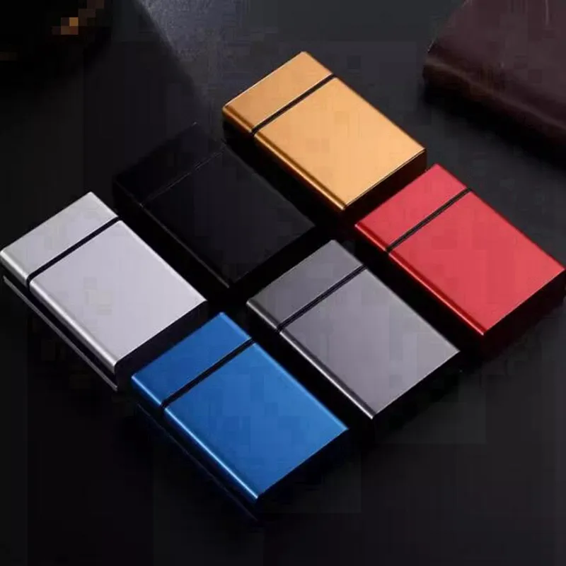 cigarette holder with lighter FOCUS Portable Metal Cigarette Boxes With Oil Lighter 10pcs Cigarette  Holder Case Lighter Gadget For Men Christmas Gift