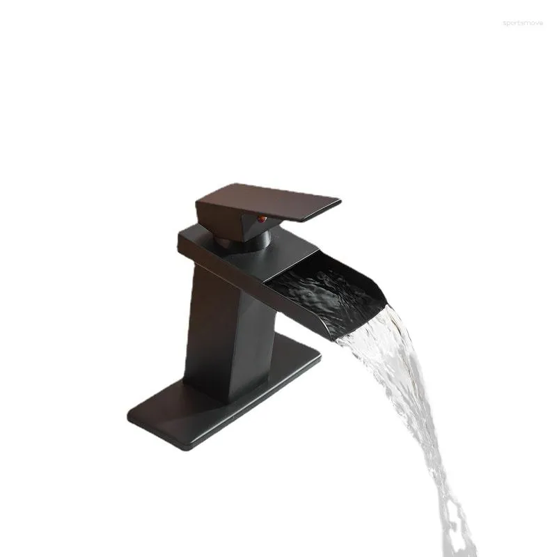 Bathroom Sink Faucets Countertop Mounted Faucet Waterfall Washbasin And Cold Brass Single Handle 1-hole Or 3-hole