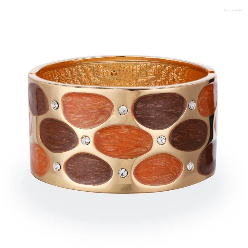 Bangle 1pc زيت أوروبي إسقاط المعادن مطلي بالذهب عريض الكفة للنساء مجوهرات سوار Femme Raym22