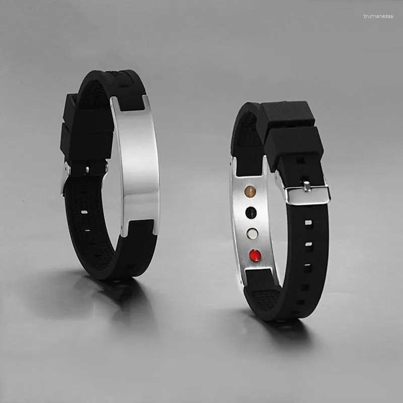 Braccialetto in silicone Bangle Power Braccialetto magnetico Bio Elelents Energy Balance Nero Raym22