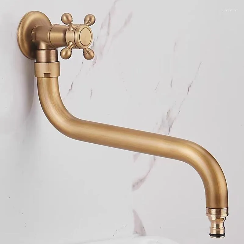 Rubinetti per lavabo da bagno Rubinetto da giardino più lungo Bacino con beccuccio singolo Mop freddo Ottone massiccio antico