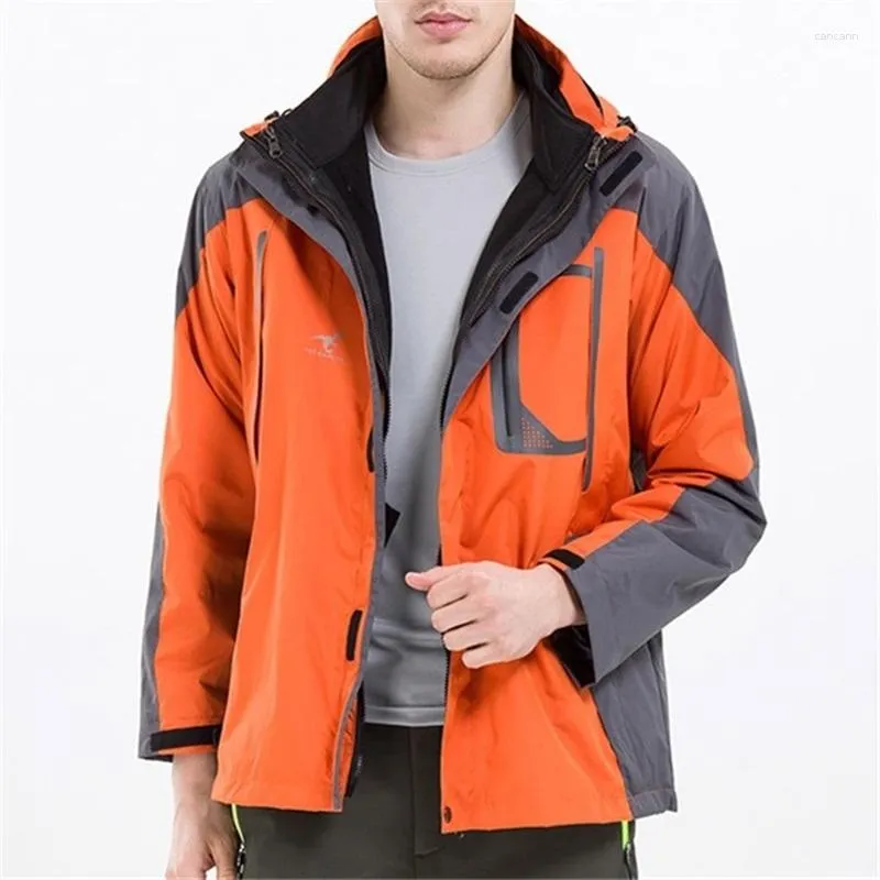 Hunting Jackets Quality Outdoor Detachable Fleece Liner Hiking Jacket Two-Piece Hooded Waterproof Autumn And Winter Sports For Men