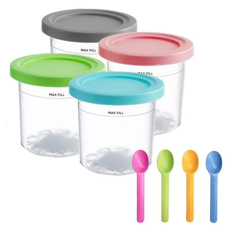 Ice Cream Tools 2/4Pcs Ice Cream Pints Cup For Ninja Creamie Maker Cups Reusable Can Store Ice Cream Pints Containers With Sealing 230621