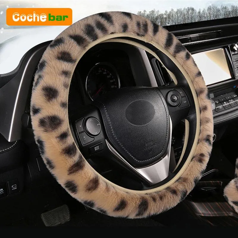 Housses de volant couverture de voiture d'hiver en peluche cheveux en Fiber élastique diamètre chaud 38 cm accessoires Auto universels
