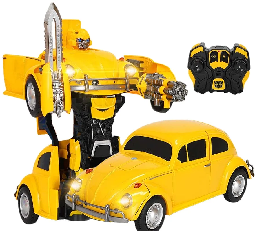 1:14 RC Transformer Toy One key Remote Control Car bees volkswagen beetle optimus hot rod with light and sound rc car kids gifts