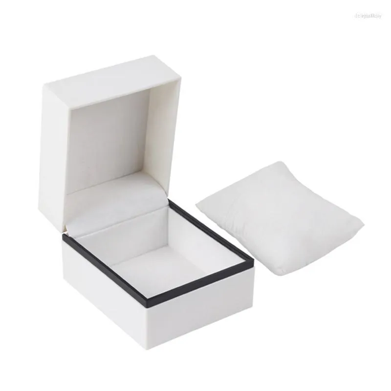 Titta på lådor mode lyxkartong smycken förvaringslåda vit siden kudde vinge utsökt högkvalitativ förpackning presentvis