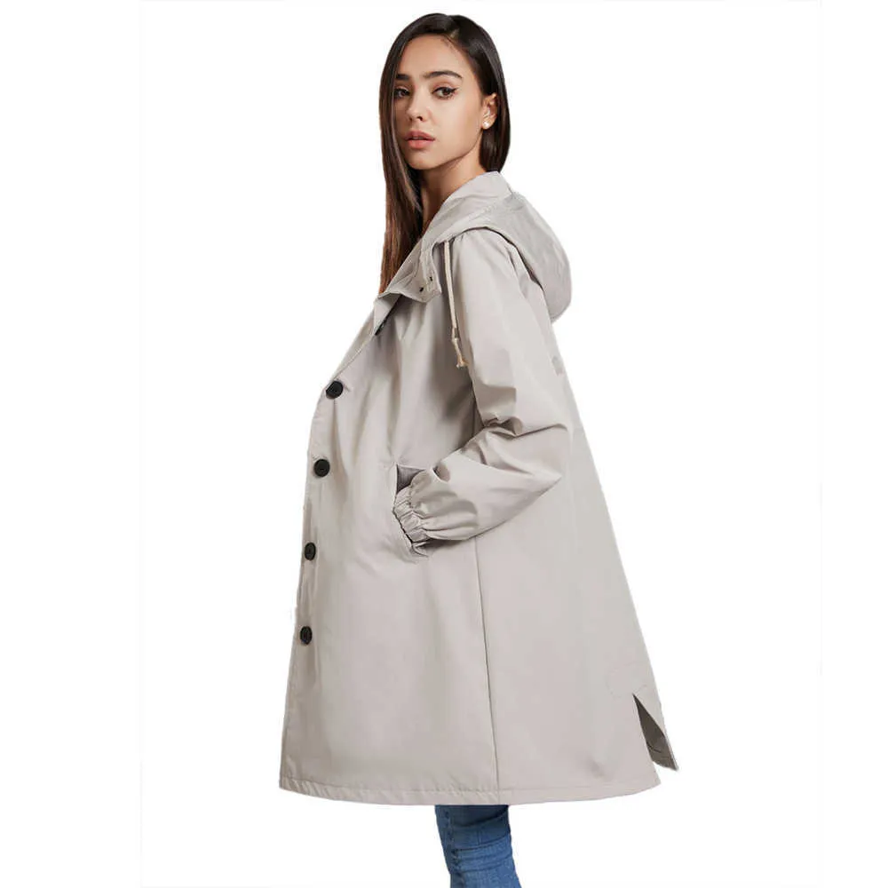 Autumn and Winter New Waterproof Hooded Casual Long shearling Coat Women's Loose Large Outdoor Windbreaker 23 womens leather jackets