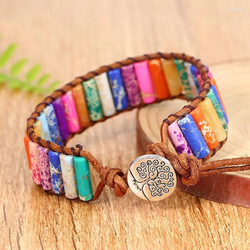 Strang bunte runde Perlen Hand Kaiser Stein Armband spirituelle HeilsteineBoho Schmuck Freundschaftsarmbänder für Frauen